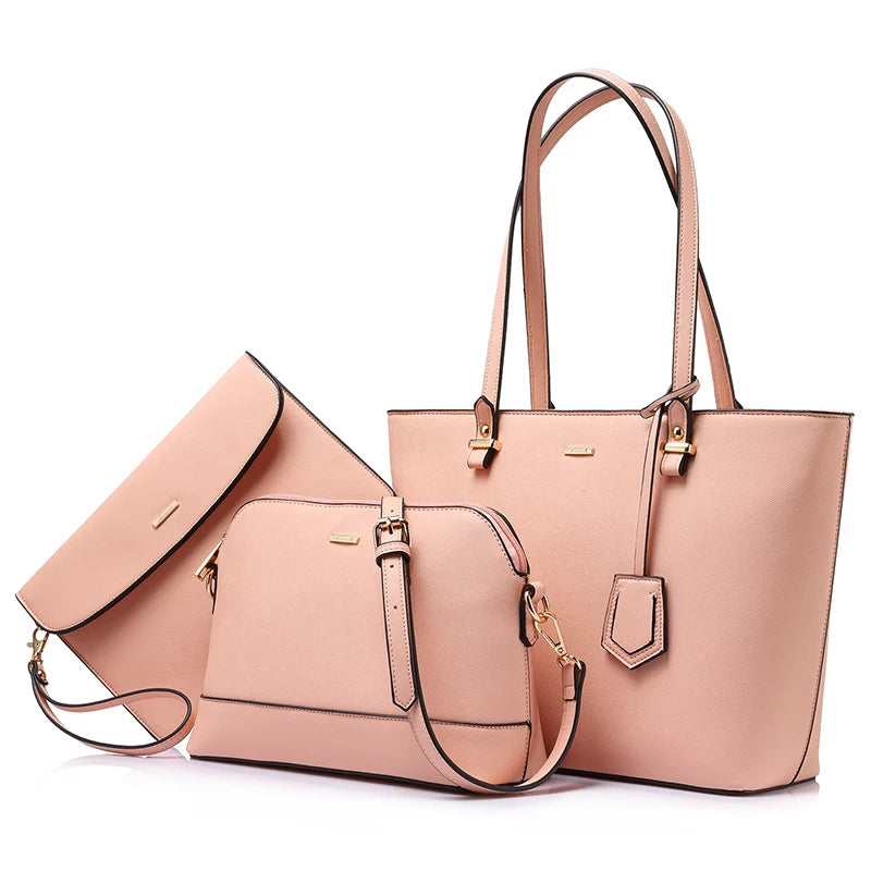 LOVEVOOK Hot Sale Factory Custom Women PU Leather Tote Bag High Quality Summer 3 Pieces Ladies Purses and Handbags for Women Bag