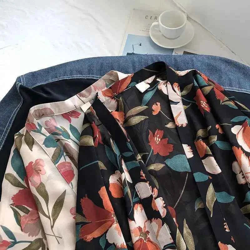 summer Chiffon Cover-ups ladies floral shirts blouses bohemia scarfs Beach Wear Kimono Dress For Women Swimsuit