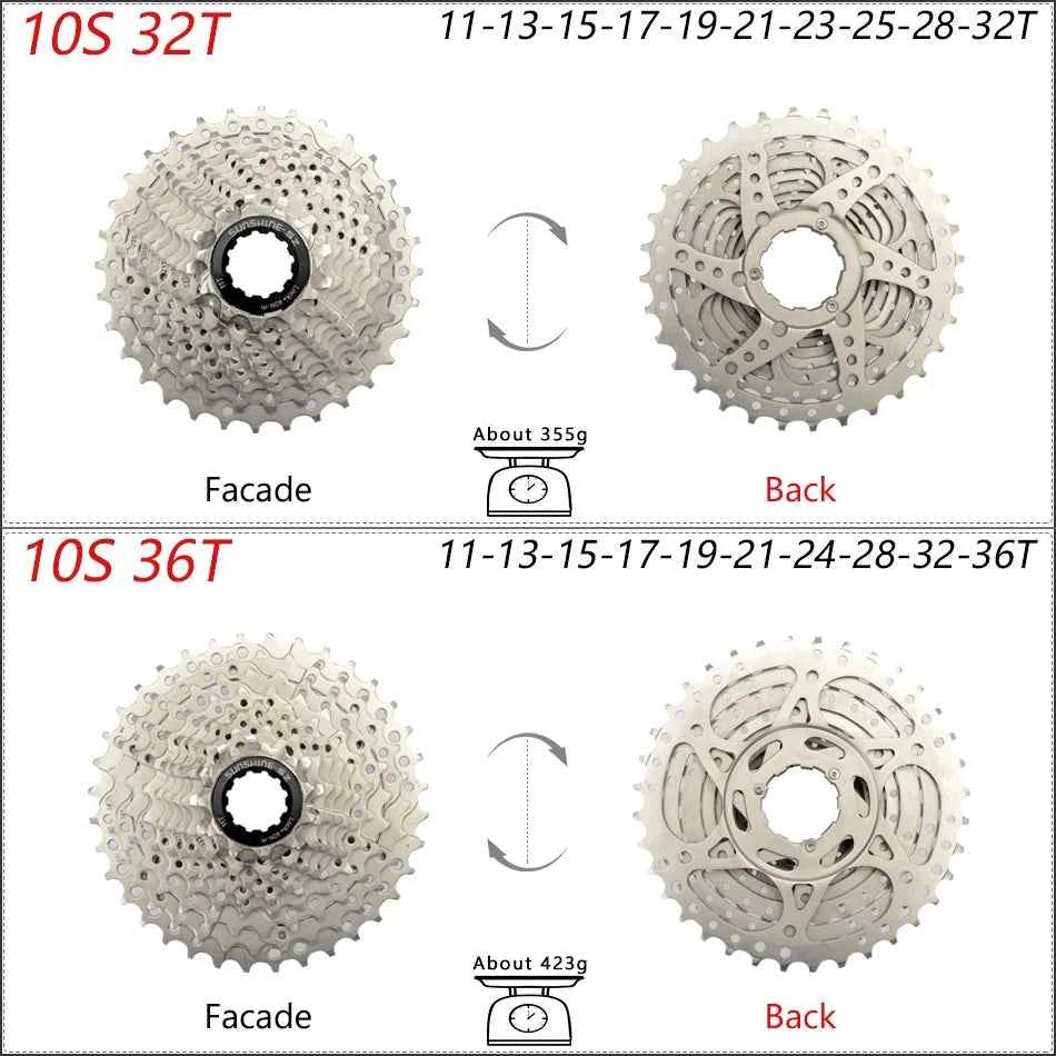 SUNSHINE Bicycle Cassette 8/9/10/11/12Speed Freewheel HG Structure Sprocket 32/36T/40T/42T/46T/50T/52T Flywheel For SHIMANO/SRAM