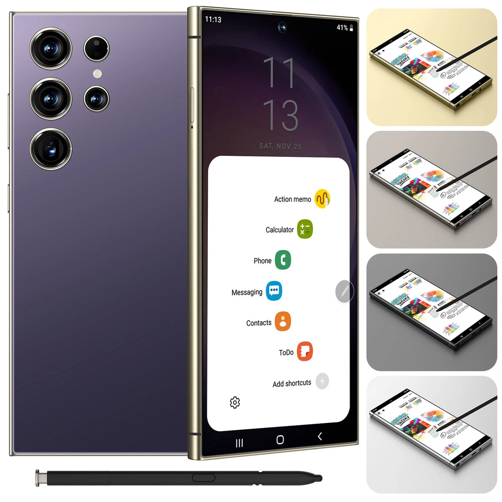 Samsum S24 Ultra Smartphones 8+256GB 5G Dual SIM Original CPU Octa Core HD Screen Resolution LTE Cellular Mobile Phone