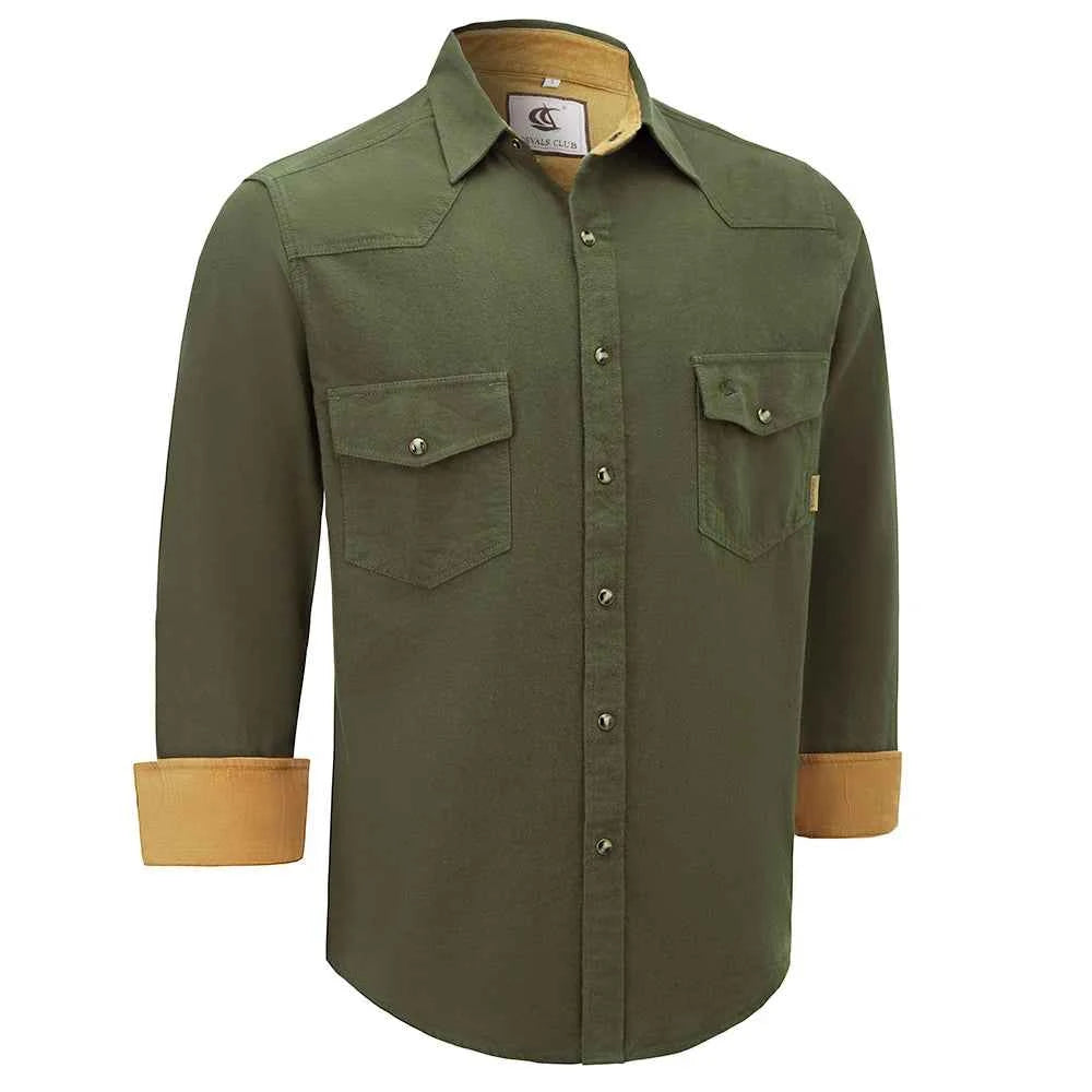 Mens Flannel Pearl Snap Plaid Button up Casual Western Cowboy Long Sleeve Shirts