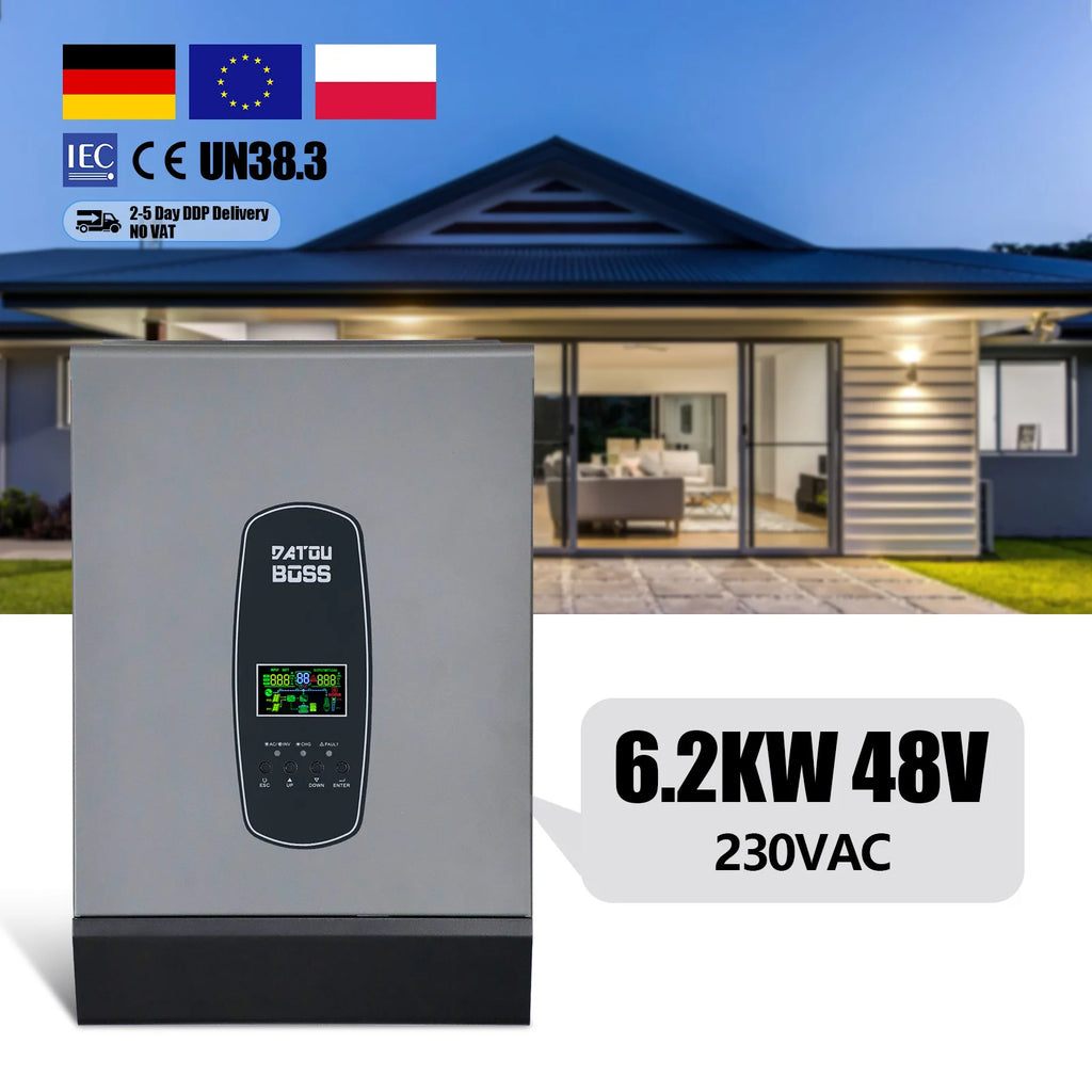 EU USA Stock 11KW 6.2KW Hybrid Inverter Solar System 48V 120A MPPT 220V Pure Sine Wave Inverter with Home Energy Storage