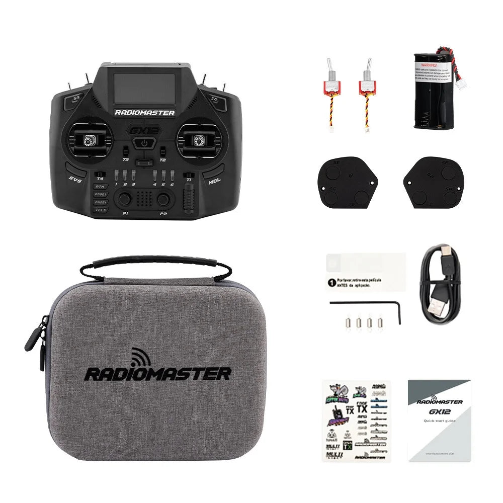 IN Stock Black Radiomaster GX12 1000HZ 3D Digital CNC Hall Gimbal Dual Band Antenna Gemini XROSSBAND EXpressLRS Radio Controller