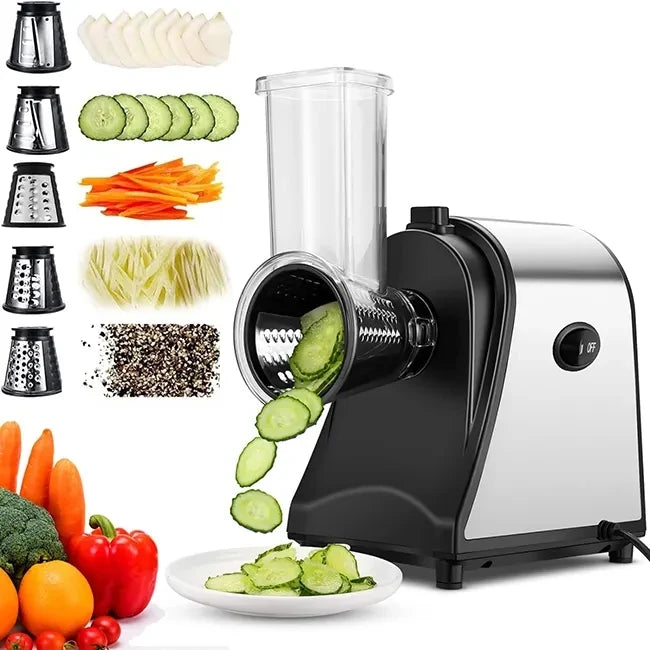 5 in 1 Electric Cheese Grater Rotary Electric Slicer Electric Vegetable Slicer for Veggies