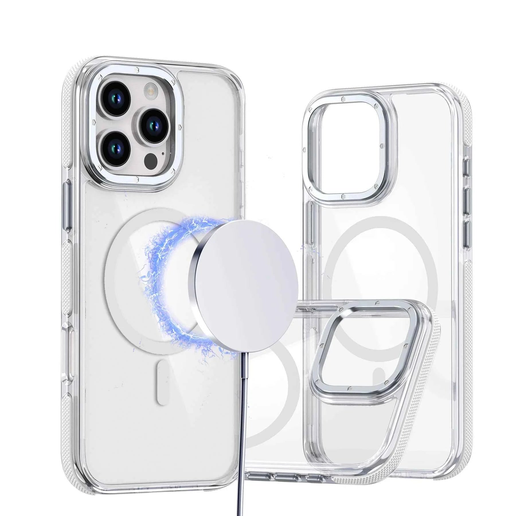 Muti Color Shockproof Clear Mobile Phone Cases Full Protection Magnetic Tpu+Pc Material Phone Cover for Iphone11-16 Series