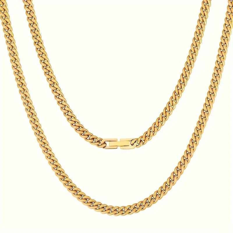 USA 5mm Cuban Link 18K Real Gold Plated Miami Cuban Curb Necklace Hip Hop Jewelry 16/18/20/22/24 Inch Neck Chains for Men Women