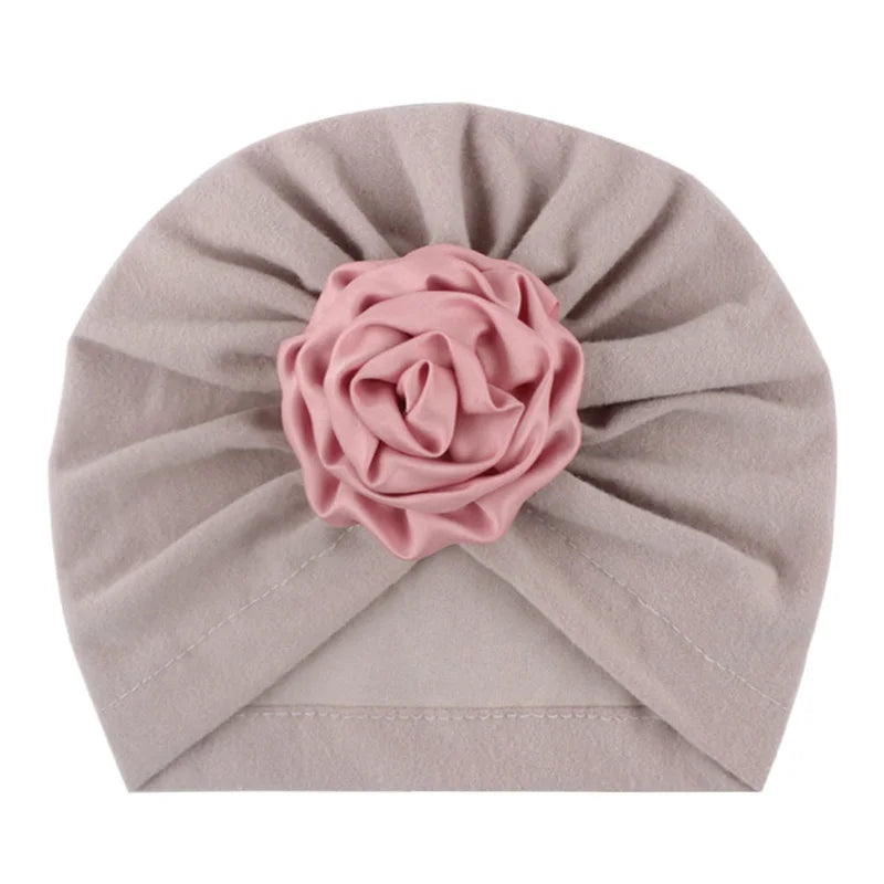 Cute Big Flower Baby Hat Soft Cotton Infant Toddler Girl Bonnet Turban Elastic Kids Newborn Beanie Cap