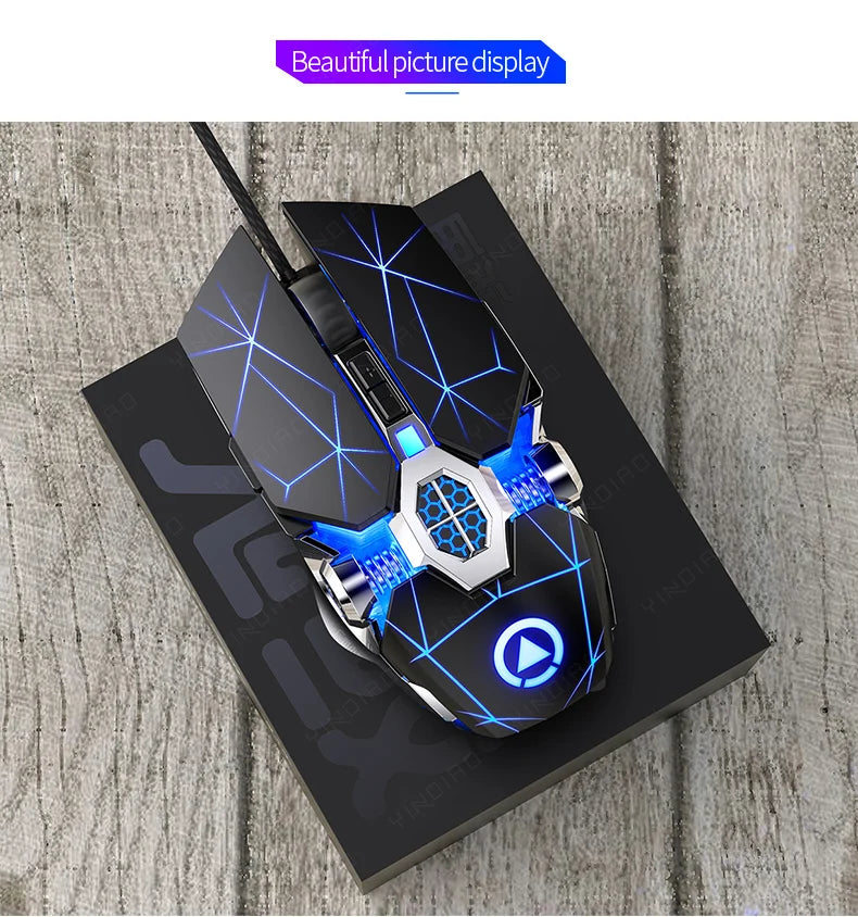 Ergonomic Wired Gaming Mouse RGB Mute Mouse LED Backlit 3200dpi 6 Button USB Mechanical Mause for PC Laptop Computer Gamer