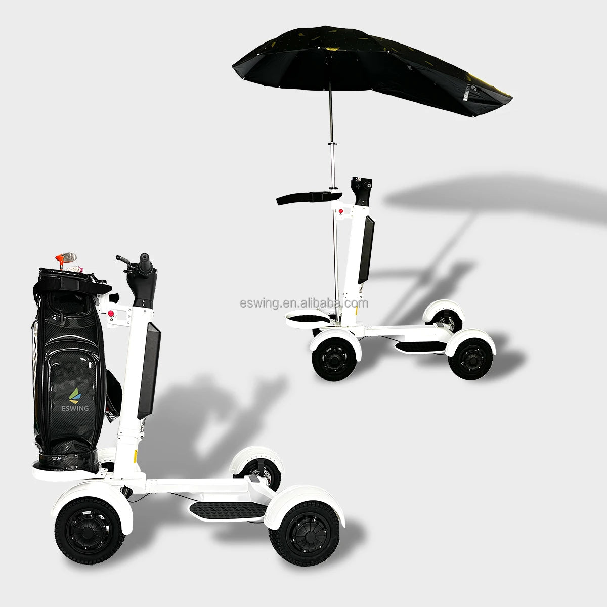 ESWING US Warehouse Golf Cart 2000W High-Power Folding Golf Scooter 18-Hole Golf Caddy Cart with Seat and Umbrella