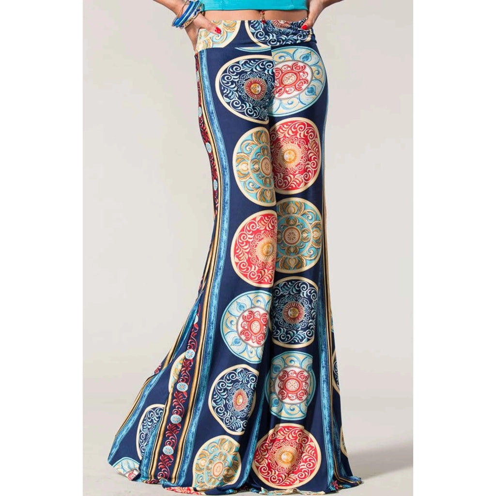 TD Girls Hip Hop Printed Palazzo Pants Casual Wide-Leg Elastic Waist Breathable Mid Waist Color Washed with Elastic Decoration