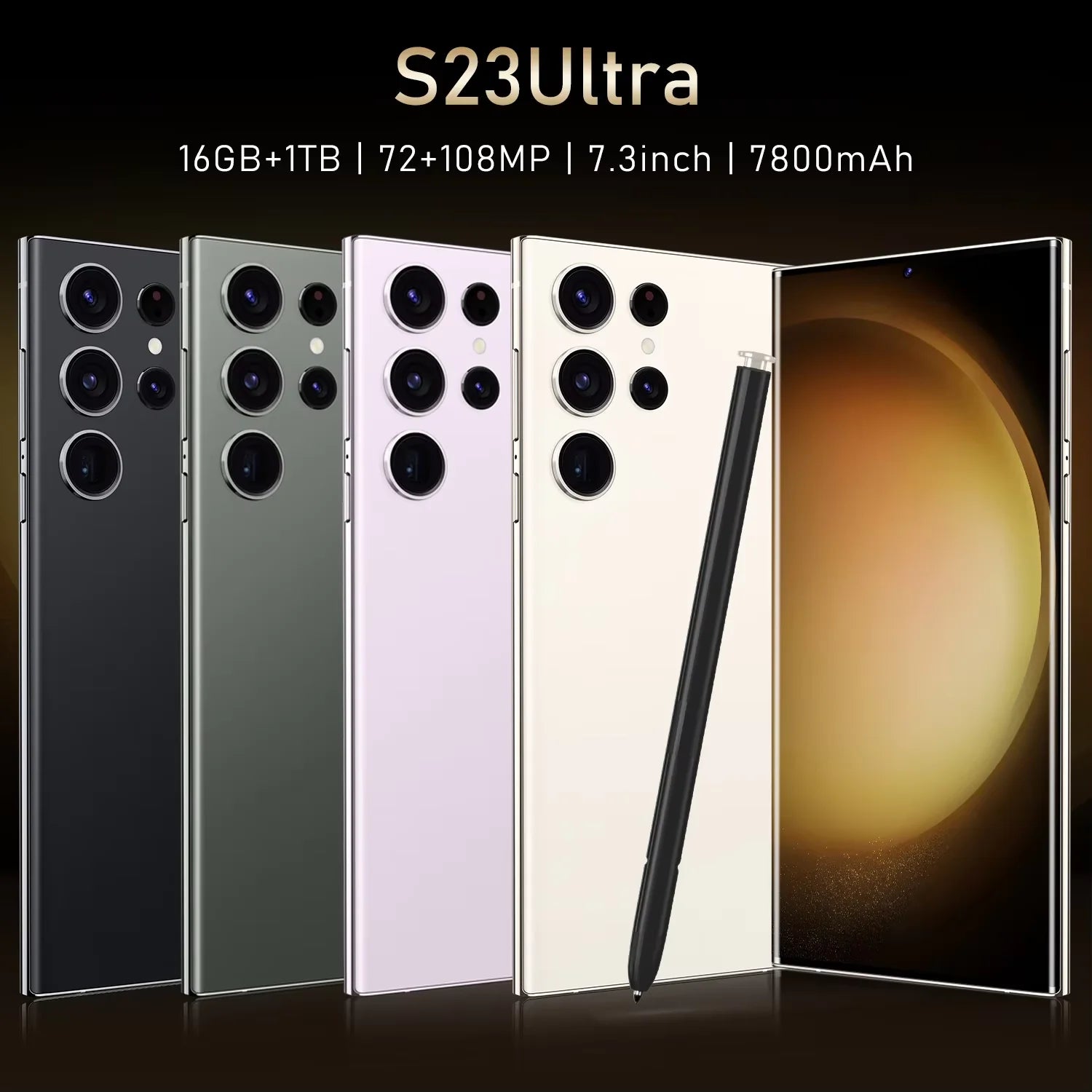 S23 Ultra Original 7.3 Inch Full Screen Deca Core 16GB+1TB Android 13 5G LTE Unlocked Smartphone 108MP Rear Camera New