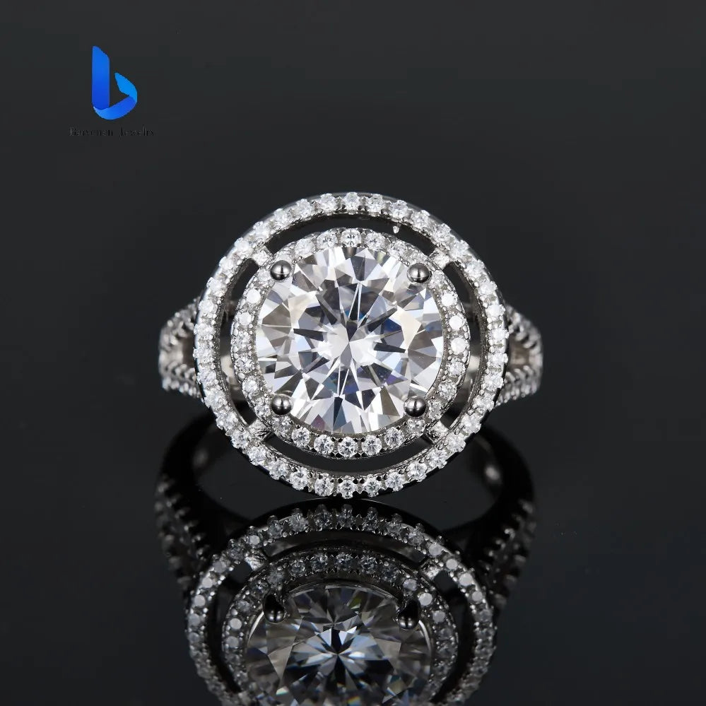 Luxury Non Tarnish Unisex Moissanite Ring 925 Sterling Silver Latest Design Fine Ring for Engagement Party