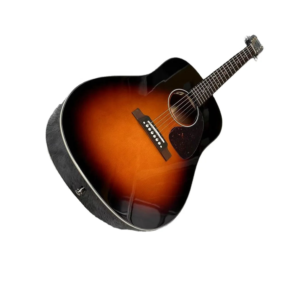 Gsn J-45 Sunburst Electric Guitar Spruce Body 6 Steel Strings HH Pickup Glossy Finish Foam Case with EQ Fast Shipping