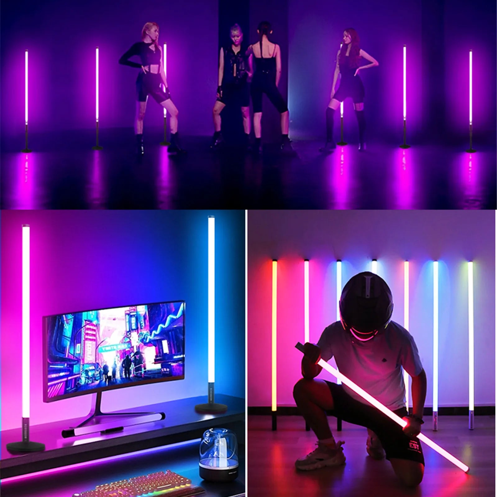 USA Free Shipping 6Pack 5000mAh Battery 4ft RGB Led Tube Light Bar Stand Wiht case for Video Wedding Party DJ Stage Lighting