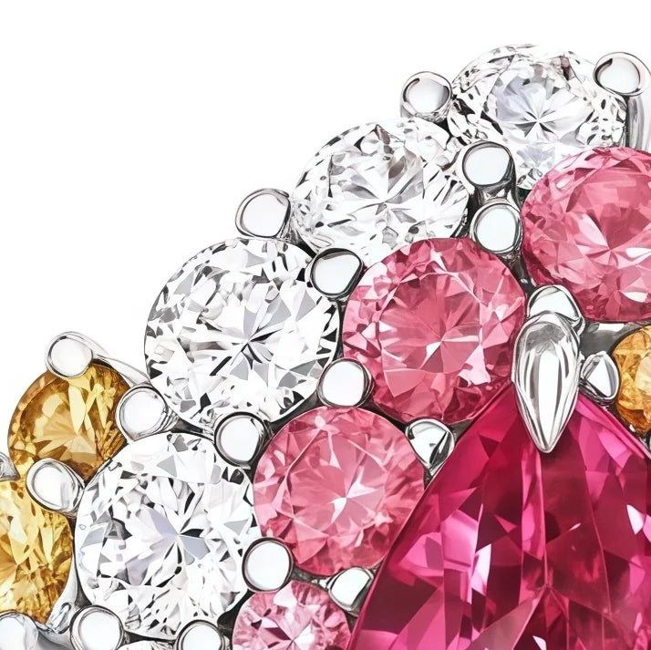 MUSHAN Jewelry Factory 925 Sterling Silver Rings Women Pink Sapphire Water Drop Colorful High Carbon Diamond Ring Wedding Bands