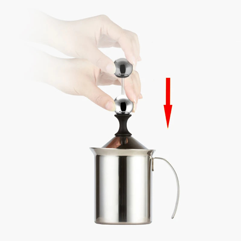 Milk Frothers Stainless Double Mesh Milk Creamer Milk Foam For Coffee Milk Egg Beater Kitchen Tool Coffee Mixer Frother 400ML