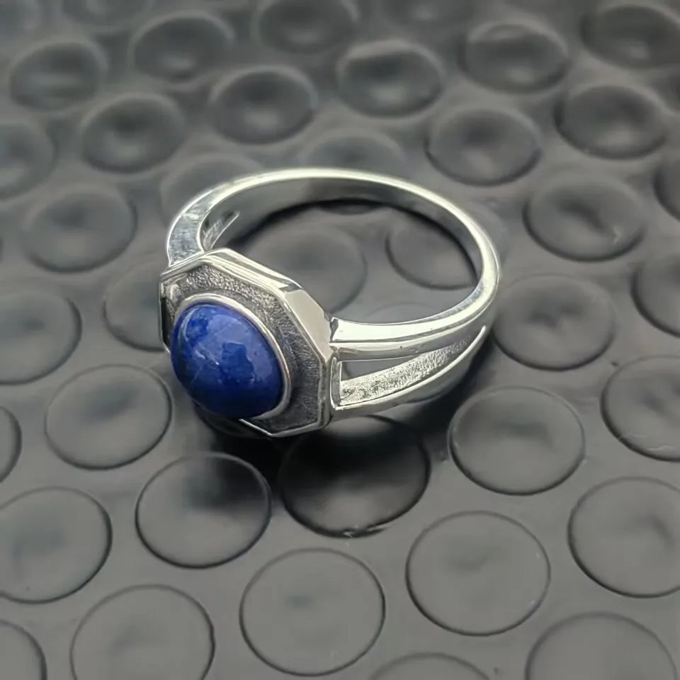 Mikaelson Original S925 Silver Jewelry Fine Ring  for Men Women the Vampire Diaries Inspired Natural Lapis Lazuli Fashion Gift