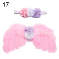 2pcs/set Cute Newborn Angel Feather Wings with Baby Girl Rose Flower Headband Hair Accessories for Infant Photography Props