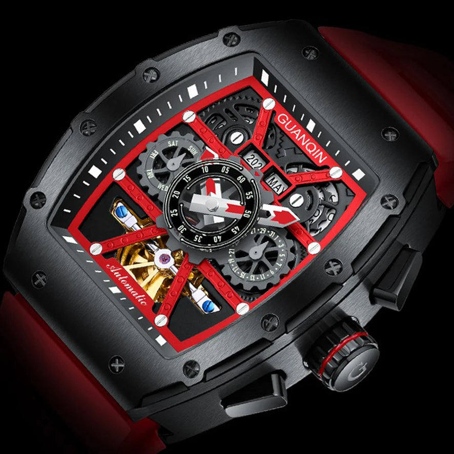GUANQIN Men`s Watches Top Brand Luxury Automatic Watch Tourbillon Design Waterproof Mechanical Wrist Watch Relogio Masculino