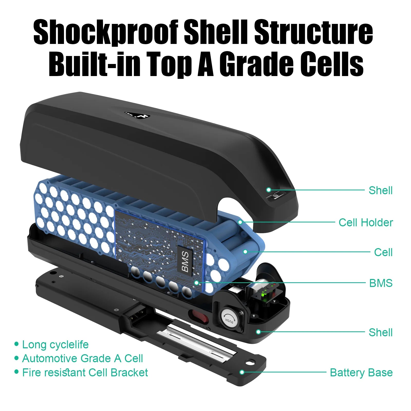 US STOCK 48v 20ah Electric Motorcycle Battery Downtube Akku Fahrradbatterien with 3A Charger