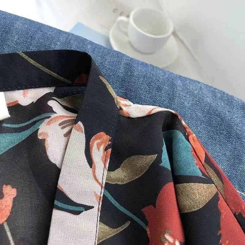 summer Chiffon Cover-ups ladies floral shirts blouses bohemia scarfs Beach Wear Kimono Dress For Women Swimsuit