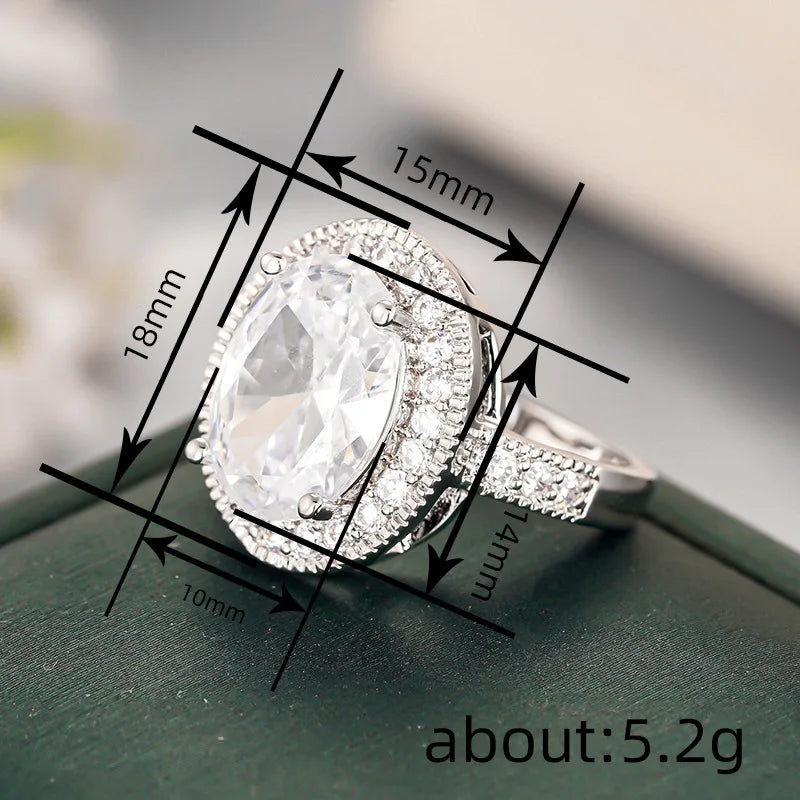 Elegant Women's Cocktail Ring With Natural Oval Garnet Pave Setting Engagement Fashion Jewelry A033