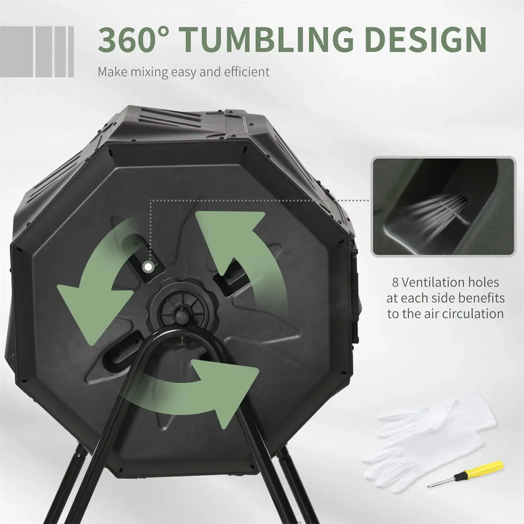 Outdoor Furniture Black Tumbling Outdoor Compound Fertilizer Drum 162L