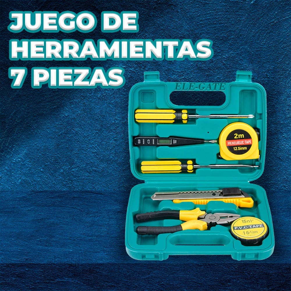 Elegate 7-Piece Tool Box Set HERM.18 for Home Maintenance, Plastic Storage Case with Latch Closure, 402520 cm, Ideal for Worksho