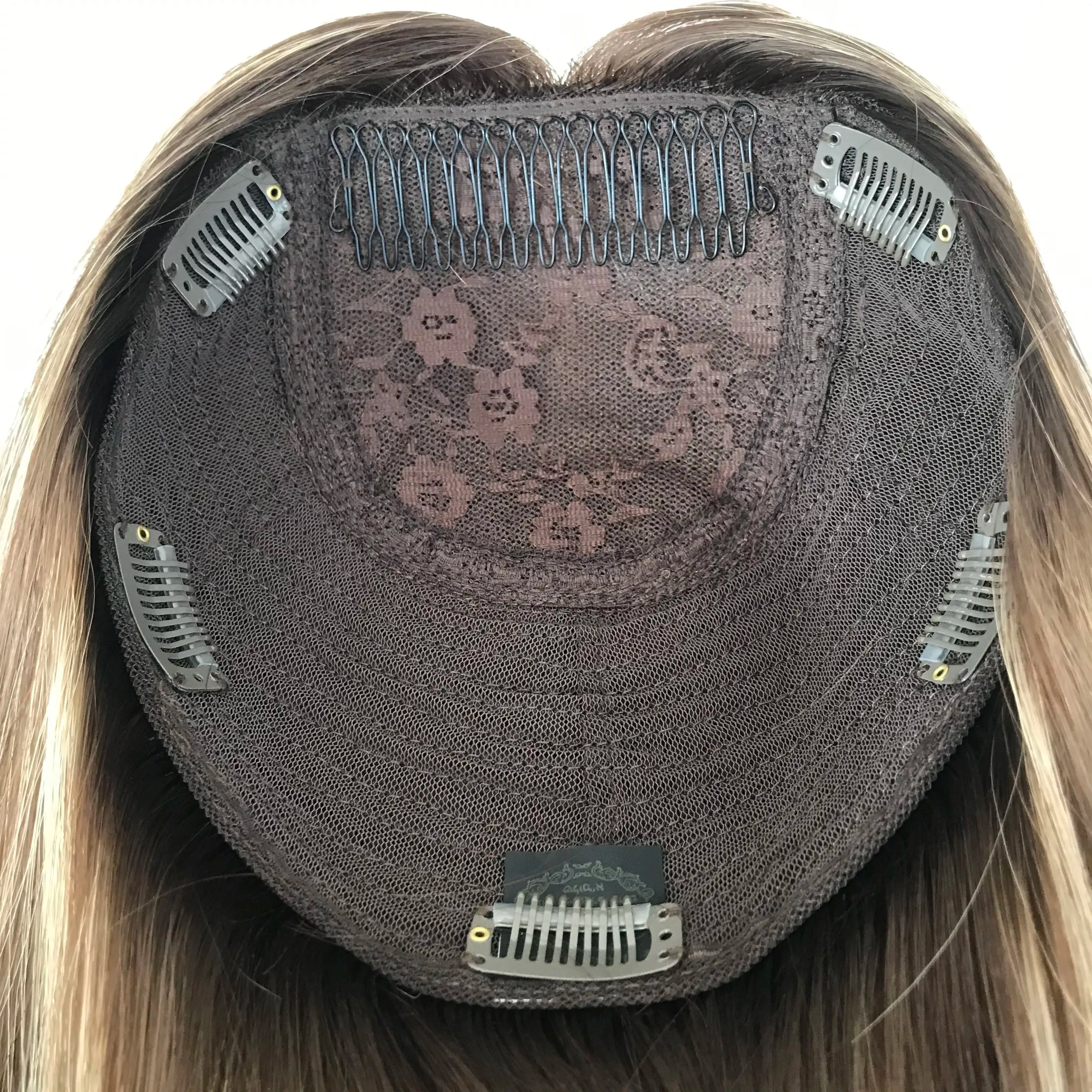 Kosher Certifications Factory Discounted Natrual Color European Raw Human Hair with Silk Jewish Topper Kippa Fall