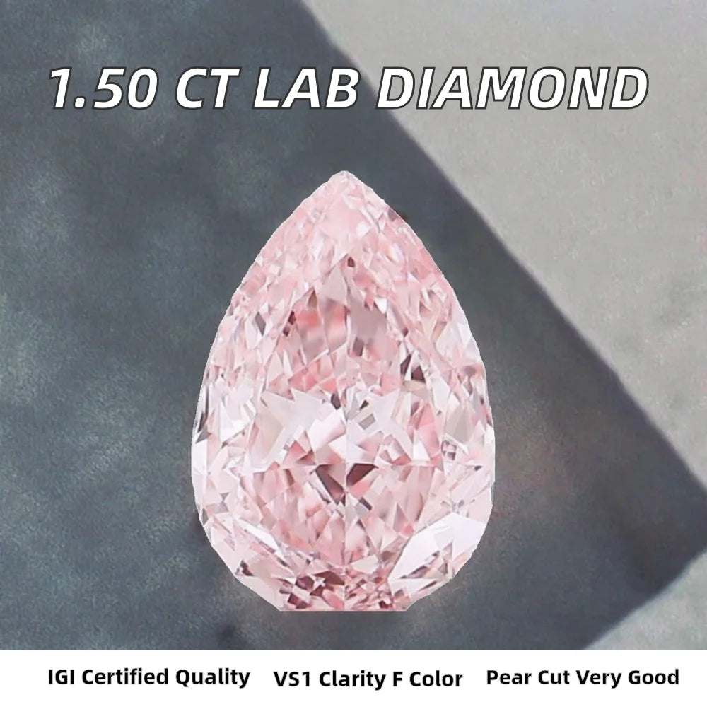 Premium Quality 1.50 CT Lab Grown Pear Cut Diamond VS1 Purity IGI Certified Very Good Cut Color F Laser Drilled Loose Diamond