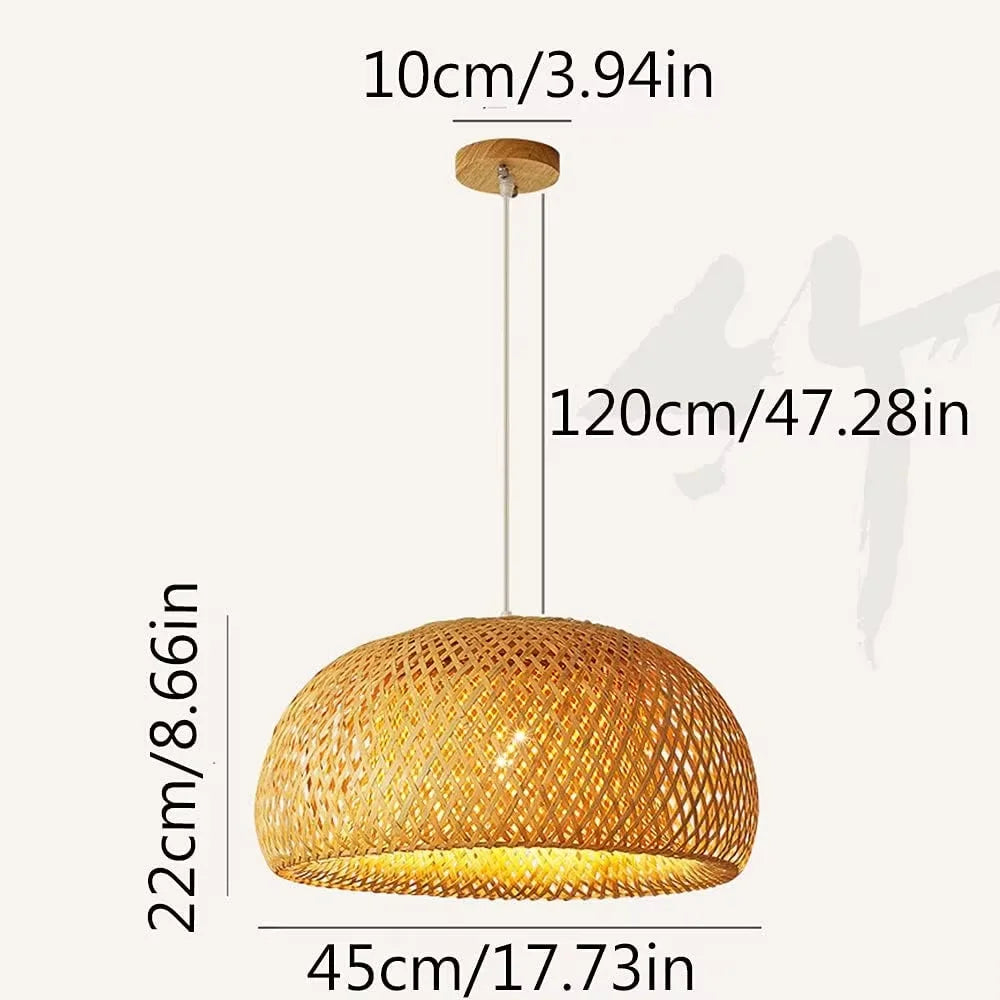 Joyinled Bamboo Pendant Light Fixture Rattan Rustic Basket Handmade Woven Pendant Lighting for Kitchen Island Farmhouse