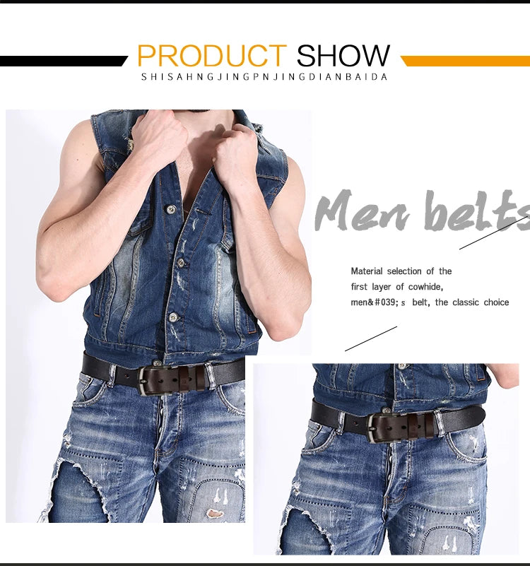 Men Genuine Leather Braided Belts Webbing High Quality Hand Vintage Belts for Men Gold Pin Buckle Casual for Jeans Strap HQ212