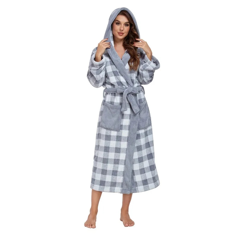 Free Shipping Elegant Flannel Bride Bath Robe Long Kimono Style Nightgown Red Plush Bath Robe