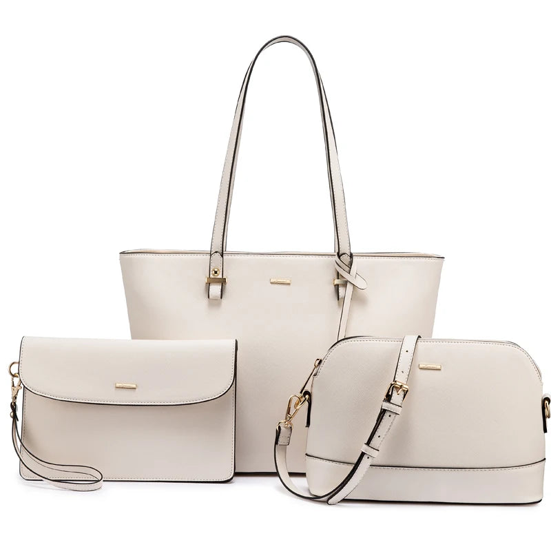 LOVEVOOK Hot Sale Factory Custom Women PU Leather Tote Bag High Quality Summer 3 Pieces Ladies Purses and Handbags for Women Bag