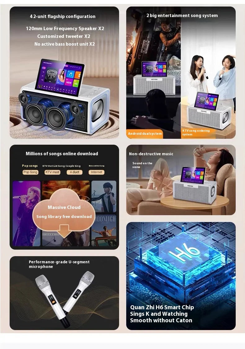 2025 Professional Android All-in-One Home Theater Player Touch Screen Karaoke System with Sound & Song Jukebox for Indoor Use