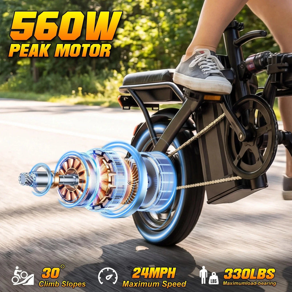 US Warehouse Last-Mile Delivery Solution Mini Brushless 48V Folding Electric Bike with Rear Basket for Urban Errands & Business