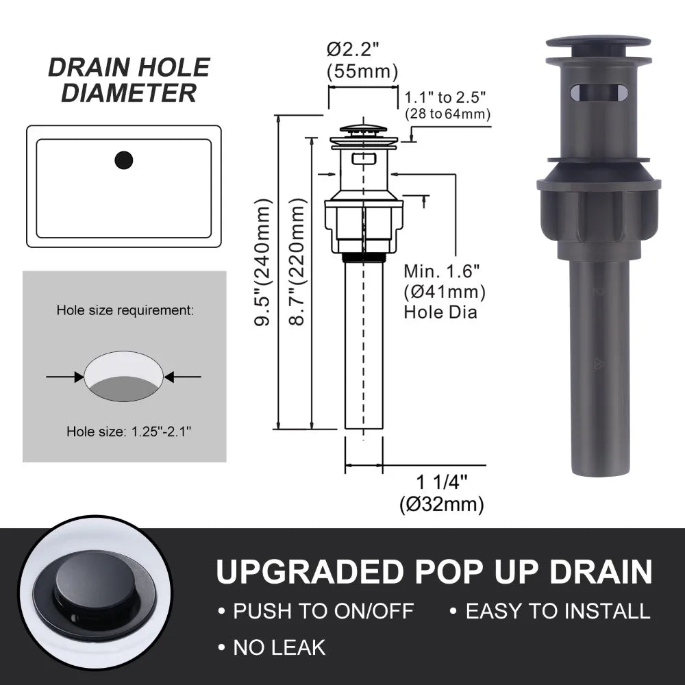 Waterfall Bathroom Faucet 3 Hole, 8" Widespread Wash Basin Tap 2 Handles Bathroom Sink Faucet with Pop up Drain and Supply Lines