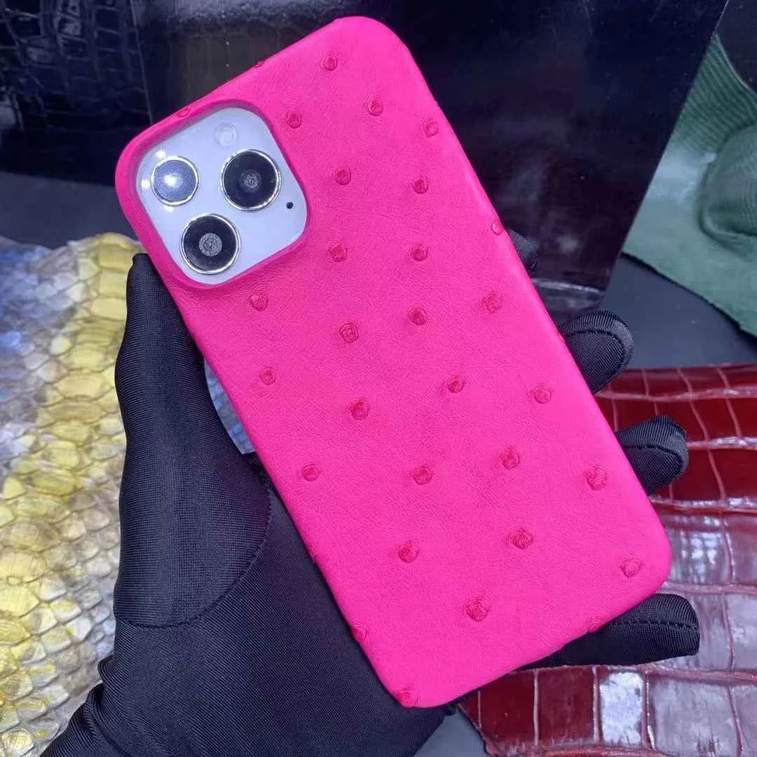 OEM ODM Customise Personalized New Funda De Cuero Ostrich Leather Cell Phone Cases for Iphone 11 13 14 Pro Max Manufacturer