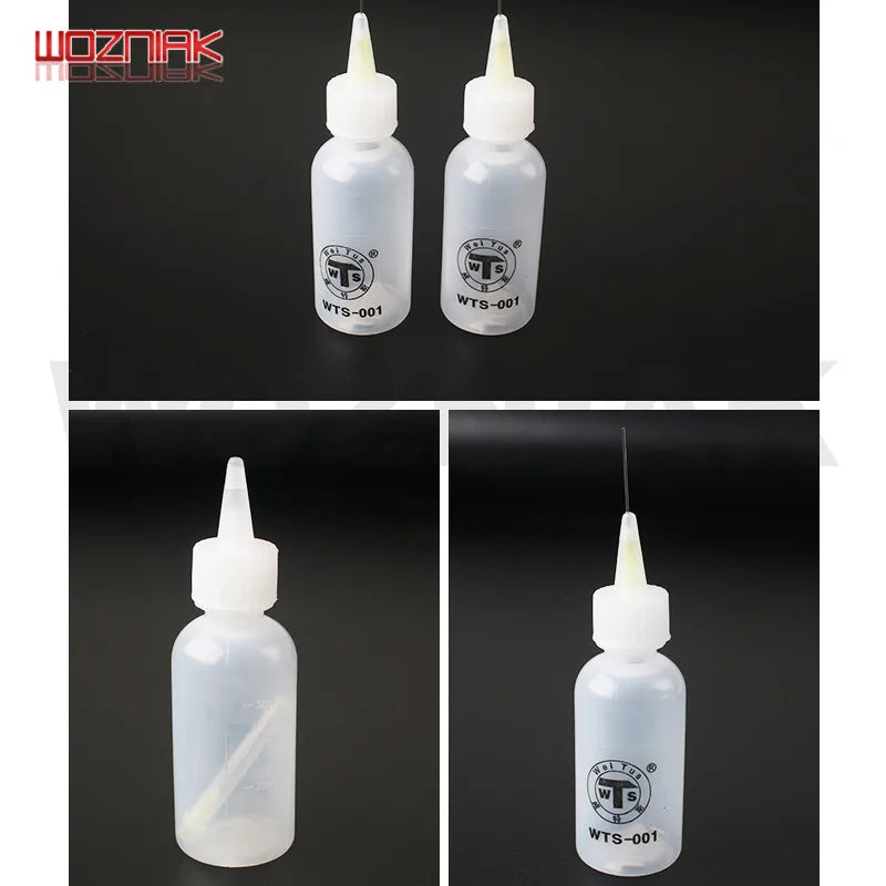 WOZNIAK 50ml Push Liquid Alcohol Empty Bottle for Dispenser Rosin Solder Flux Paste for Mobile Phone PCB Cleaning Welding Repair