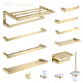 Luxury Wall Mounted Brushed Gold Bathroom Accessories Set Stainless Steel Towel Bar Set Hardware Accessories