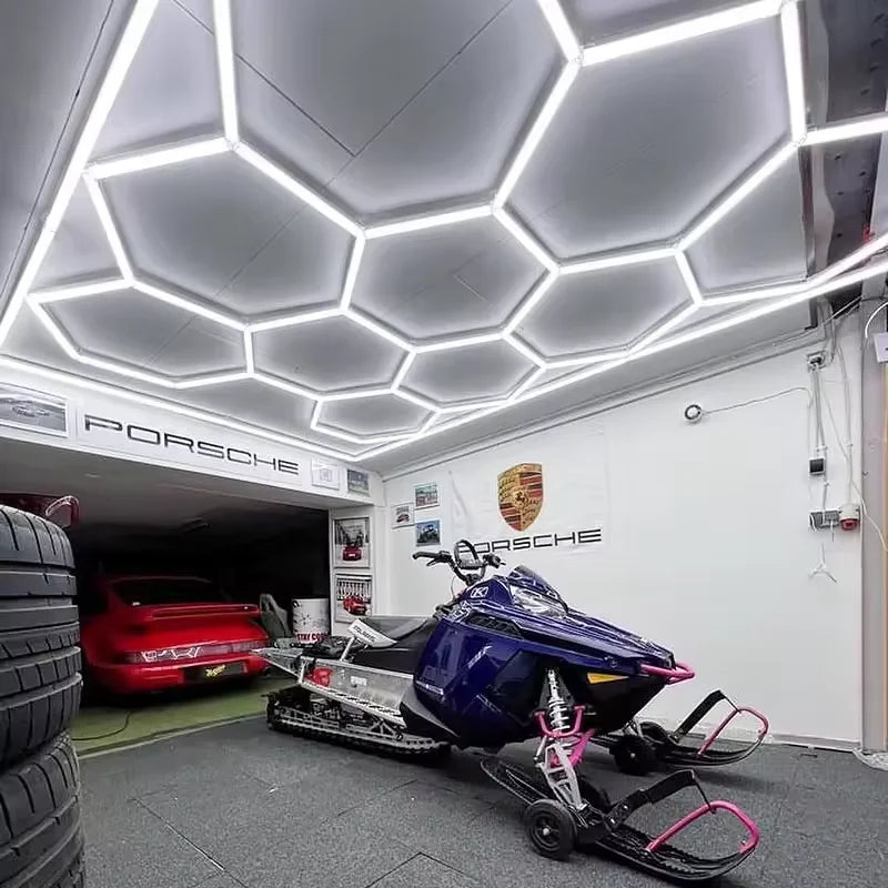 ETOP 14 Hex Grid Light Detailing Studio Poshing Workshop LampHexagon Ceiling Light for Car Detailing Garage Workshop Lighting