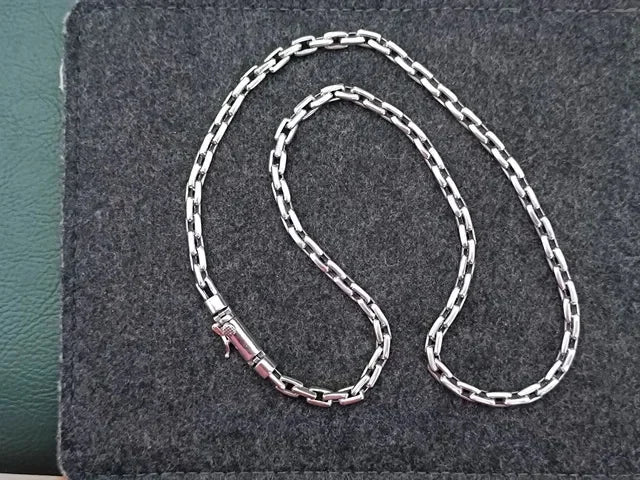 BOCAI Trendy Simple 6MM Collarbone Link New 6MM Necklace Chain for Men & Women Sweater Casual Outfits S925 SilverJewelry