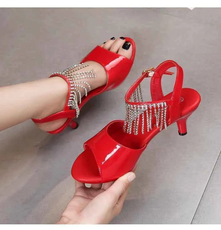 Sandals Women Shoes Big Size 43 Thin Heels Summer Candy Color Peep Toe High Heels Sexy Nightclub Party Slides Cross-Strap Shoes