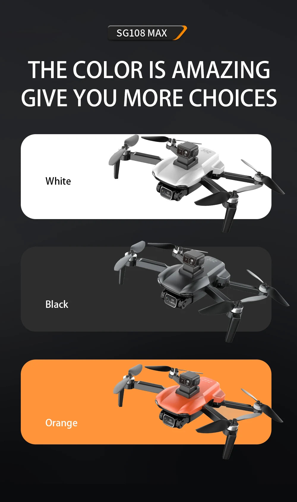 2023 Latest ZLL SG108 MAX RC Drone With 4K 5G WIFI 2-Axis Gimbal FPV Drone With Obstacle Avoidance 1200M Distance RC Drone Toys
