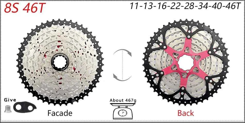 SUNSHINE Bicycle Cassette 8/9/10/11/12Speed Freewheel HG Structure Sprocket 32/36T/40T/42T/46T/50T/52T Flywheel For SHIMANO/SRAM