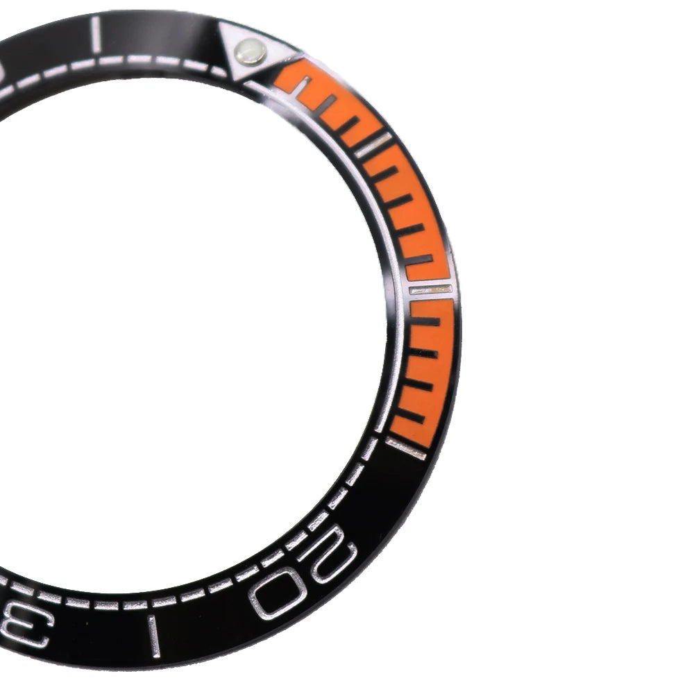 Rolamy Bezel for 600M Collection B600E 41.5mm Ceramic Watch Parts in Black Orange Silver