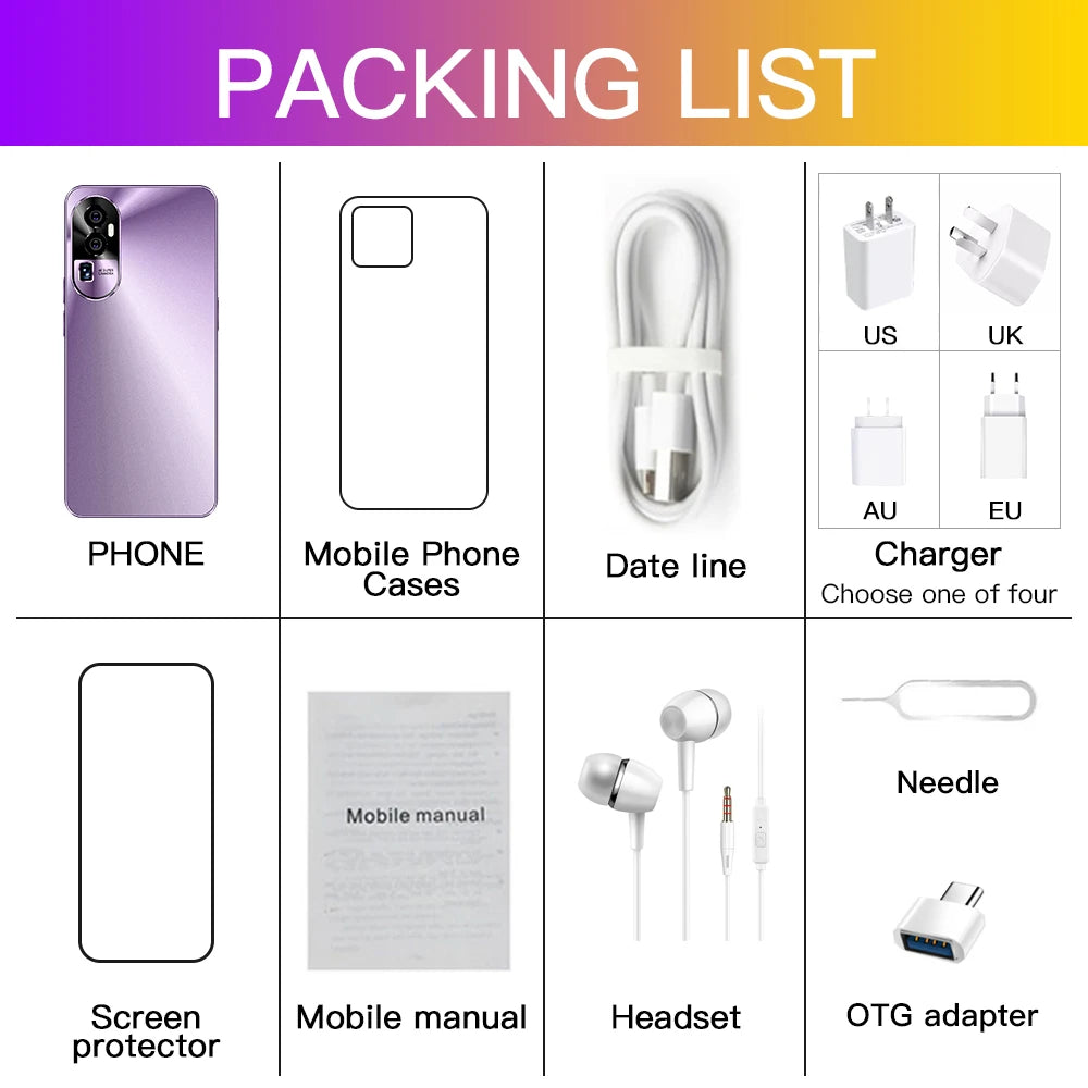 Samsum S24 Ultra Smartphones 8+256GB 5G Dual SIM Original CPU Octa Core HD Screen Resolution LTE Cellular Mobile Phone