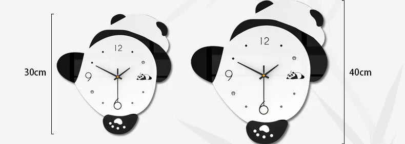 Creative Cute Panda Wall Clock Silent Home Decor Kids Wall Watch for Living Room Nursery