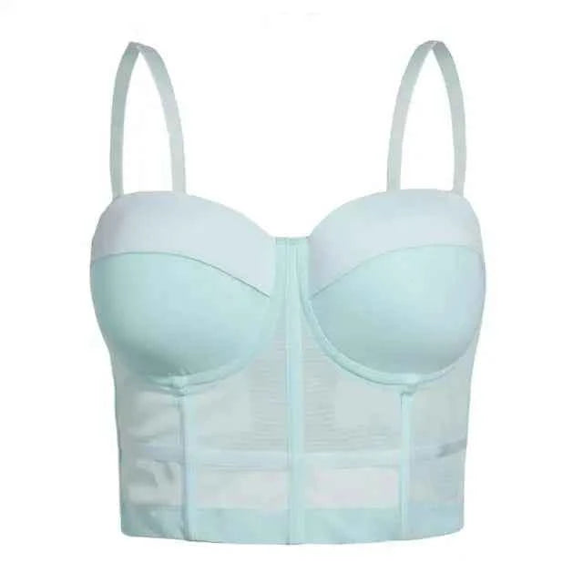 Sexy Black Transparent Bra Mesh Push Up Bralet Women's Tube Top Corset Bustier Bra Club Party Crop Top Lingerie Plus Size