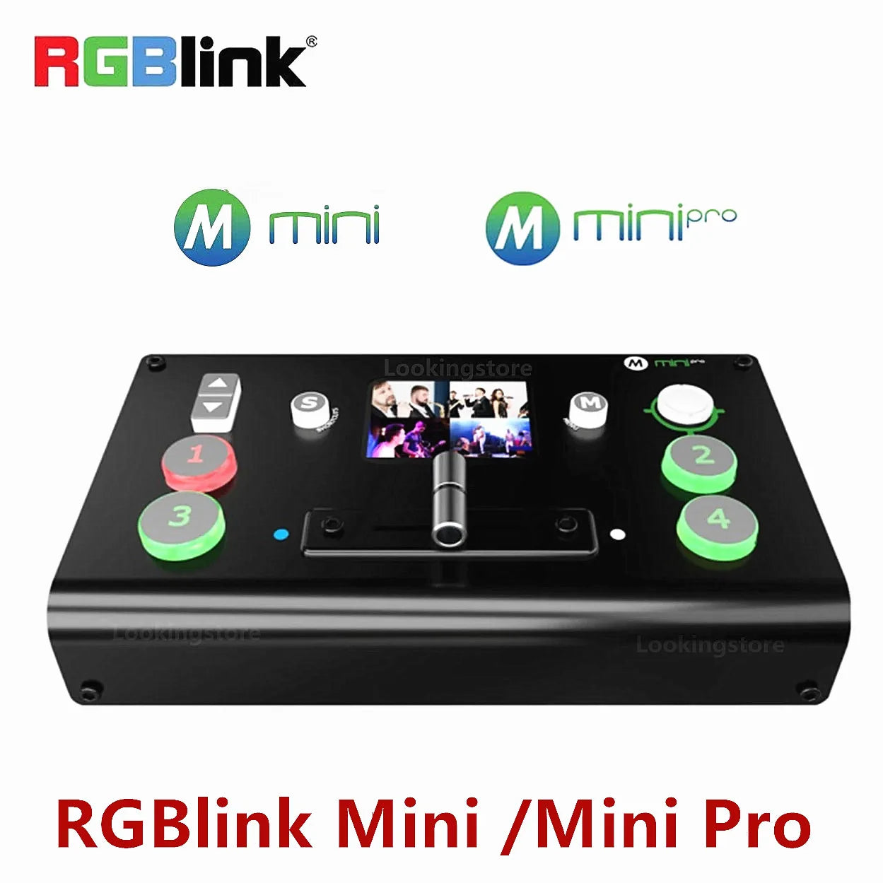 RGBlink Mini/Mini Pro Video Switcher 4 Channel Input Output USB 3.0 T-Bar Switch Support PC and APP Control for Live Streaming